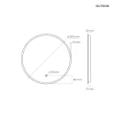 Oltens Nordlis lustro 60x60 cm okrągłe z oświetleniem z przodu z matą grzewczą 64100000 - rysunek techniczny