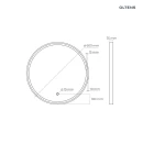Oltens Nordlis lustro 60x60 cm okrągłe z oświetleniem z przodu z matą grzewczą czarny 64100300 - rysunek techniczny
