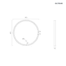 Oltens Nordlis lustro 60 cm okrągłe z oświetleniem z przodu z matą grzewczą miedź szczotkowana 64100610 - rysunek techniczny lustra