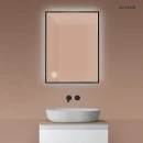 Oltens Nordlis lustro 60x80 cm prostokątne z oświetleniem od tyłu z matą grzewczą czarny 64115300