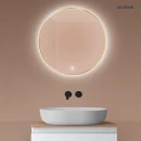Oltens Nordlis lustro 60x60 cm okrągłe z oświetleniem od tyłu z matą grzewczą złoty 64108800
