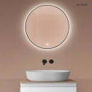 Oltens Nordlis lustro 60x60 cm okrągłe z oświetleniem od tyłu z matą grzewczą czarny 64108300