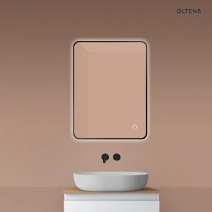 Oltens Nordlis lustro 60x80 cm prostokątne z oświetleniem od tyłu z matą grzewczą czarny 64119300