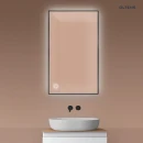 Oltens Nordlis lustro 60x100 cm prostokątne z oświetleniem od tyłu z matą grzewczą czarny 64111300