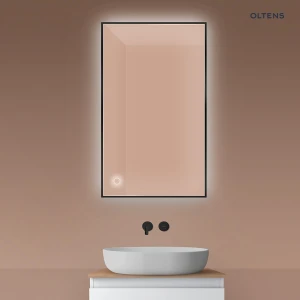 Oltens Nordlis lustro 60x100 cm prostokątne z oświetleniem od tyłu z matą grzewczą czarny 64111300