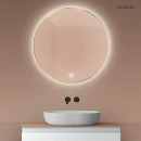 Oltens Nordlis lustro 80x80 cm okrągłe z oświetleniem od tyłu z matą grzewczą złoty 64109800