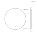 Oltens Nordlis lustro 80x80 cm okrągłe z oświetleniem od tyłu z matą grzewczą złoty 64109800 - rysunek techniczny lustra
