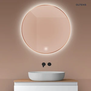 Oltens Nordlis lustro 80 cm okrągłe z oświetleniem od tyłu z matą grzewczą miedź szczotkowana 64109610