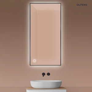 Oltens Nordlis lustro 60x120 cm prostokątne z oświetleniem od tyłu z matą grzewczą czarny 64112300