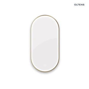 Oltens Nordlis lustro 50x100 cm owalne z oświetleniem z przodu z matą grzewczą mosiądz szczotkowany 64128510