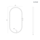 Oltens Nordlis lustro 50x100 cm owalne z oświetleniem z przodu z matą grzewczą mosiądz szczotkowany 64128510 - rysunek techniczny lustra