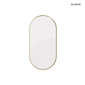 Oltens Nordlis lustro 50x100 cm owalne z oświetleniem od tyłu z matą grzewczą mosiądz szczotkowany 64129510