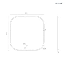 Oltens Nordlis lustro 80x80 cm kwadratowe z oświetleniem z przodu z matą grzewczą 64122000 - rysunek techniczny lustra