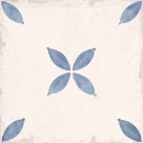 Szara płytka patchworkowa z niebieskim kwiatem Keros Sofia Azul 25x25