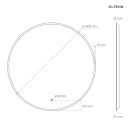 Oltens Nordlis lustro 100x100 cm okrągłe z oświetleniem z przodu z matą grzewczą 64102000 - rysunek techniczny lustra