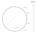 Oltens Nordlis lustro 100x100 cm okrągłe z oświetleniem z przodu z matą grzewczą czarny 64102300 - rysunek techniczny lustra