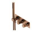 Bateria prysznicowo-wannowa podtynkowa Omnires CONTOUR z rączką prysznicową miedź szczotkowana CT8035-1CPB