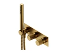 Bateria prysznicowo-wannowa podtynkowa Omnires CONTOUR z rączką prysznicową złoty szczotkowany CT8035-1GLB