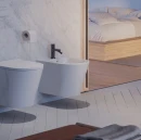 Łazienka z baterią bidetową stojącą Omnires CONTOUR kolor antracyt szczotkowany CT8020AT