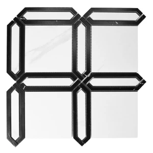 Dunin Quadwell Carrara GP 30x30 kamienna marmurowa mozaika w czarnym i białym kolorze