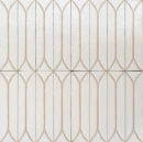 Płytki ścienne Marazzi Terramater Vaniglia Struttura 3D Losanga Lux, ułożone pionowo. Powierzchnia jasnokremowa (vaniglia), błyszcząca. Wyraźny trójwymiarowy wzór z wypukłych, pionowych belek rozwidlających się na końcach, tworzących romby.