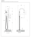 Bateria wannowo-prysznicowa wolnostojąca Omnires Y miedź połysk Y1233-SCP - rysunek techniczny