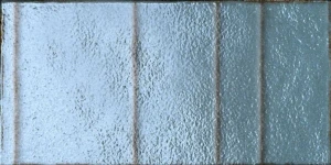 Marazzi Terramater Laguna Struttura 3D Ritmo Lux 18,6x37,5 MPME niebieska połyskująca płytka ścienna monokolor w rzemieślniczym wykonaniu z włoch