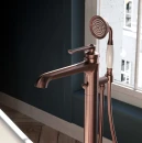 Bateria wannowo-prysznicowa wolnostojąca w stylu retro Omnires ARMANCE miedź antyczna szczotkowana AM5233ORB