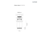 Oltens Halsa (S) korek do umywalki klik klak kwadratowy z przelewem G 1 1/4 chrom 05102100 - rysunek techniczny