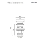 Oltens Jelsa korek do umywalki klik klak okrągły z przelewem G 1 1/4 chrom 05103100 - rysunek techniczny