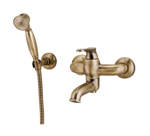 Omnires ART DECO bateria wannowa z zestawem prysznicowym brąz antyczny szczotkowany AD5131BR