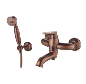 Omnires ART DECO bateria wannowa z zestawem prysznicowym miedź antyczna szczotkowana AD5131ORB