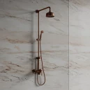 Marmurowa ściana, zestaw prysznicowy natynkowy z deszczownicą Omnires ART DECO miedź antyczna szczotkowana AD5144ORB
