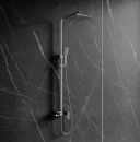 Grafitowa marmurowa płytka ścienna, zestaw prysznicowy z deszczownicą natynkowy Omnires FRESH chrom połysk FR7144CR