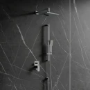 Grafitowa marmurowa płytka ścienna, zestaw prysznicowy z deszczownicą podtynkowy Omnires FRESH chrom połysk SYSFR11CR