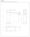 Bateria umywalkowa stojąca Omnires PARMA czarny mat PM7410BL - rysunek techniczny