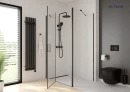 Oltens Stang (e) grzejnik elektryczny 150x31,5 cm czarny mat 55122300 - grzejnik zawieszony na ścianie w łazience gdzie znajduje się duży prysznic, wisząca miska WC oraz okno