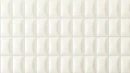 Biała, trójwymiarowa płytka ścienna WOW 3DB Bevel Quartz 12,5x25 cm (135546). Wypukłe, fazowane krawędzie tworzą geometryczną, strukturalną powierzchnię, która efektownie załamuje światło.