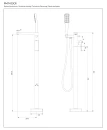 Bateria wannowa wolnostojąca Omnires PARMA chrom połysk PM7433CR - rysunek techniczny