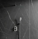 Grafitowa marmurowa płytka ścienna, termostatyczny zestaw prysznicowy z deszczownicą podtynkowy Omnires PARMA chrom połysk SYSPM11CR
