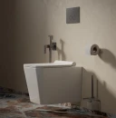 Łazienka z wiszącą białą misą wc oraz podtynkową baterią bidetową z zestawem natryskowym Omnires PARMA grafit szczotkowany SYSPMBI2GR