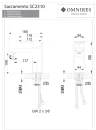Bateria umywalkowa stojąca Omnires SACRAMENTO chrom połysk SC2310CR - rysunek techniczny