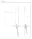 Bateria umywalkowa wysoka stojąca Omnires SACRAMENTO chrom/biały połysk SC2312CRB - rysunek techniczny