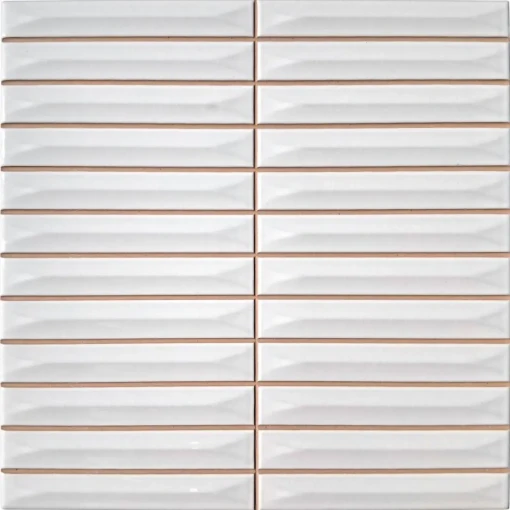 Vilar Albaro Arrow White Precorte 20x20 lamelowana płytka ścienna w połysku i białym kolorze