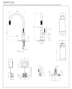 Bateria kuchenna stojąca z zestawem do filtrowania wody Omnires SWITCH, obrotowa dwudrożna wylewka, czarny mat SW9057-FD1BL - rysunek techniczny