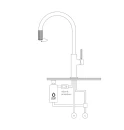 Bateria kuchenna stojąca z zestawem do filtrowania wody Omnires SWITCH, obrotowa dwudrożna wylewka, mosiądz szczotkowany SW9057-FD1BSB - rysunek techniczny