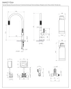 Bateria kuchenna stojąca z zestawem do filtrowania wody Omnires SWITCH, obrotowa dwudrożna wylewka, miedź szczotkowana SW9057-FD1CPB - rysunek techniczny