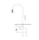 Bateria kuchenna stojąca z zestawem do filtrowania wody Omnires SWITCH, obrotowa dwudrożna wylewka, miedź szczotkowana SW9057-FD1CPB - rysunek techniczny