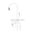 Bateria kuchenna stojąca z zestawem do filtrowania wody Omnires SWITCH, obrotowa dwudrożna wylewka, chrom połysk SW9057-FD1CR - rysunek techniczny
