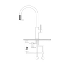 Bateria kuchenna stojąca z zestawem do filtrowania wody Omnires SWITCH, obrotowa dwudrożna wylewka, złoty połysk SW9057-FD1GL - rysunek techniczny